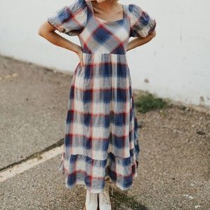 Charles Plaid Midi In blue